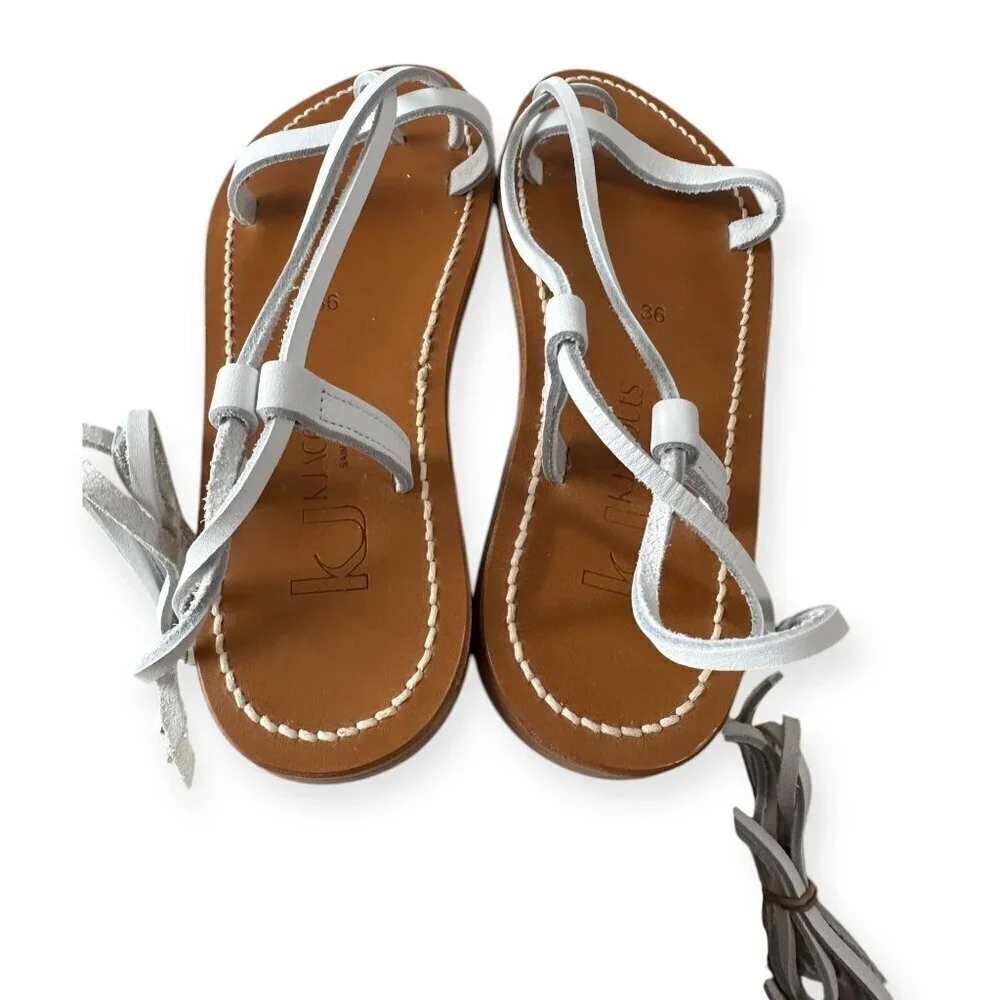 K JACQUES St Tropez‎ Venise Flip-Flops in Gold Leather, Size 36 EU